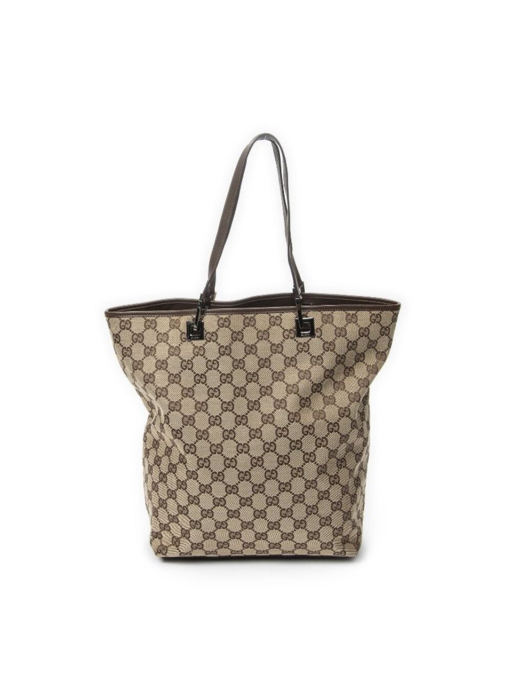 Gucci Vertical Tote Bag Beige Brown GG Canvas
